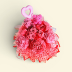 Bouquet Corazon Ardiente: Rojo y Fucsia