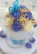Blue & White Wax Flower Bouquet
