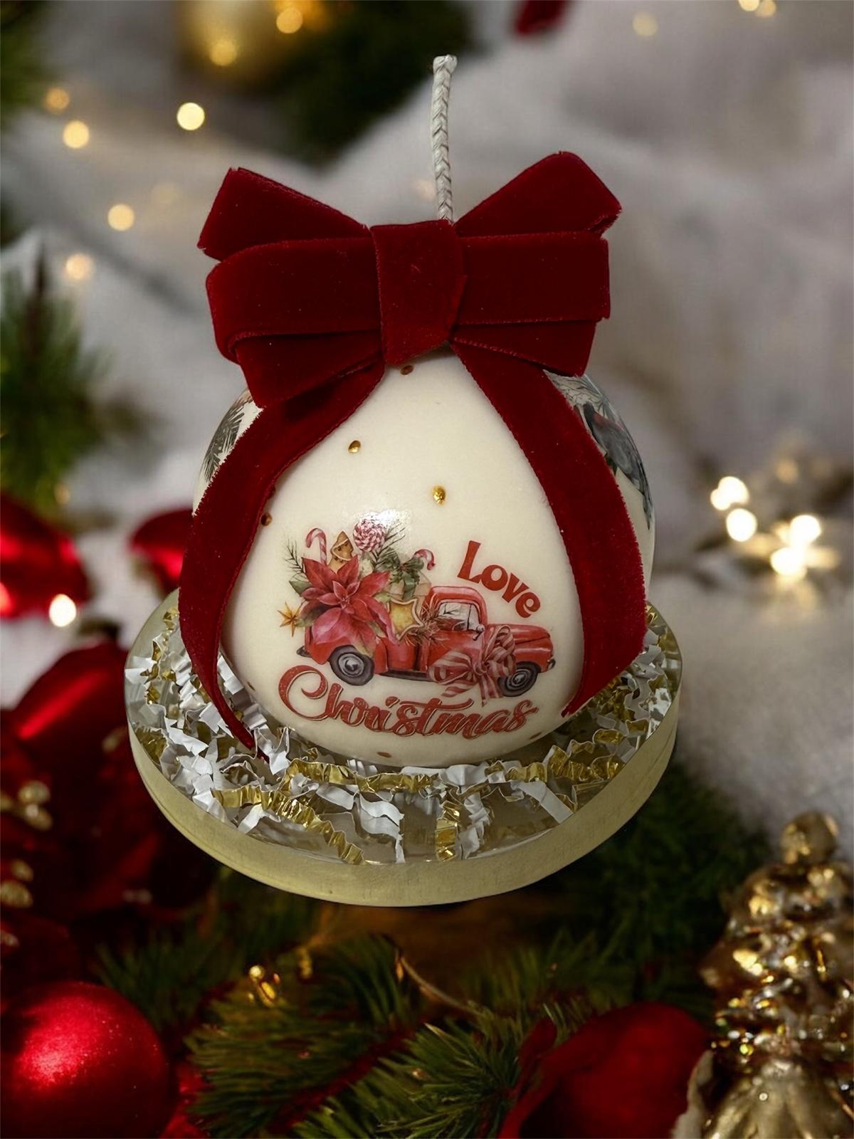 “Large Sphere with Red Ribbon”