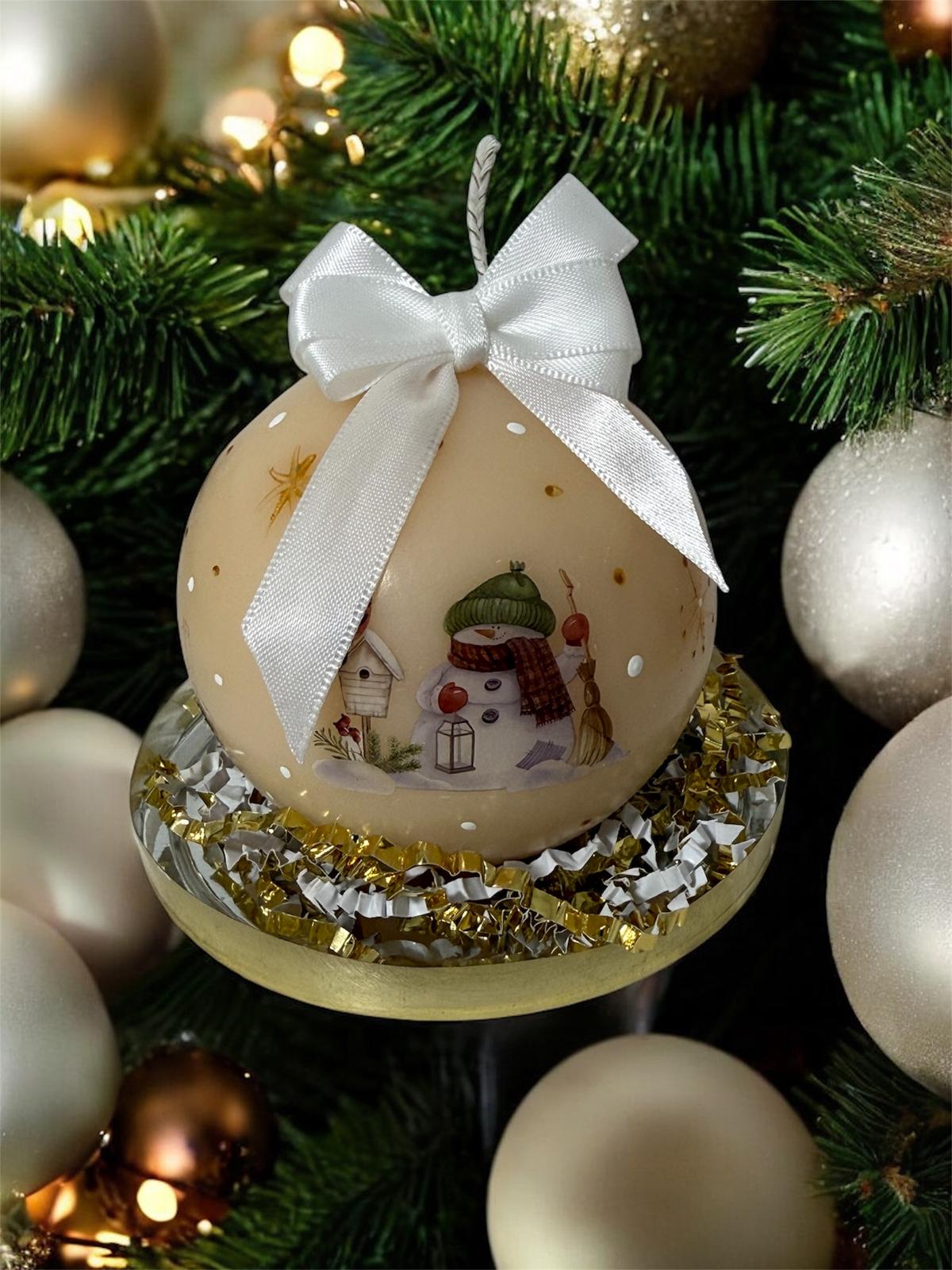 Large Sphere Candle with White Ribbon