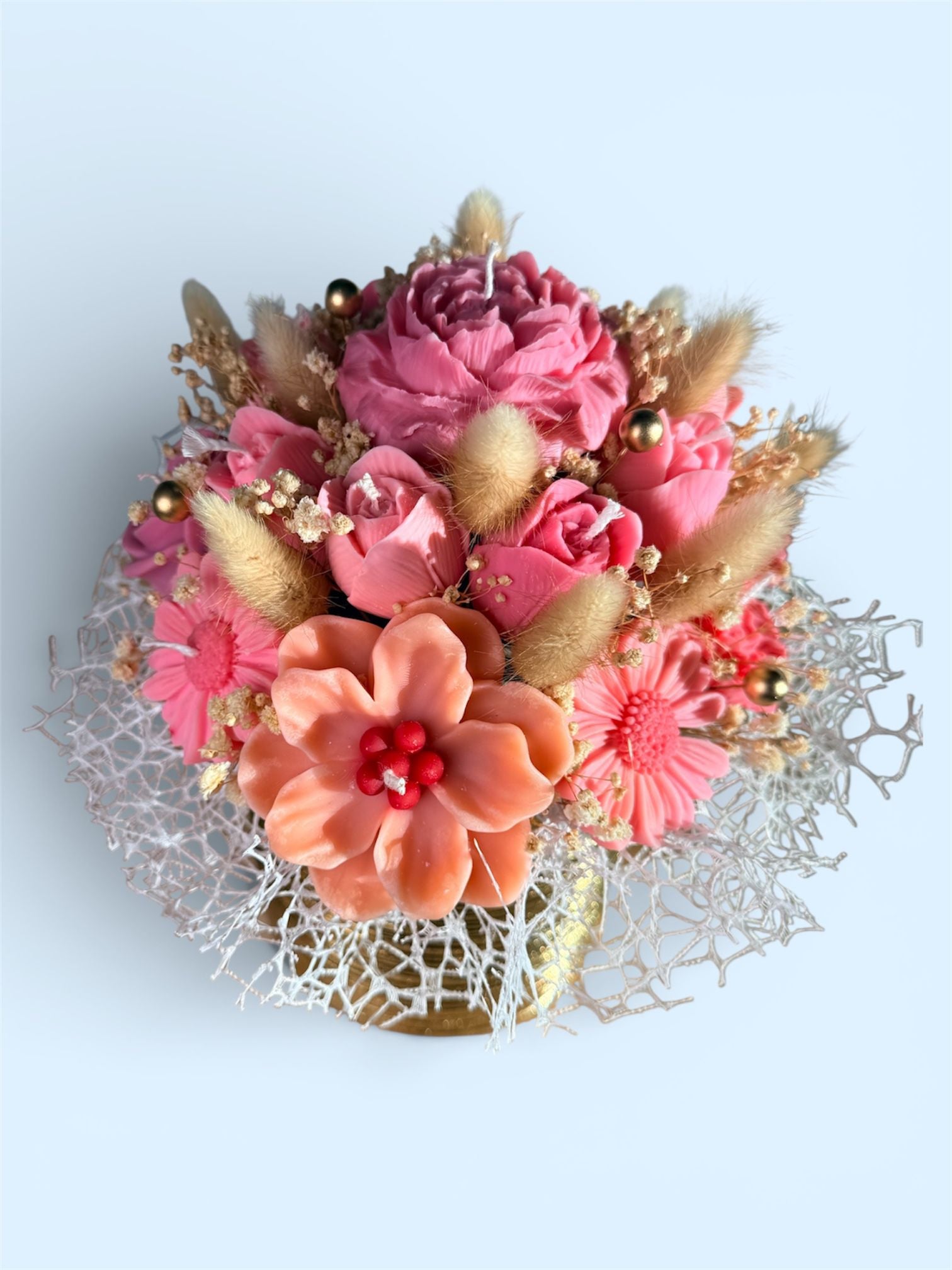 Bouquet Pink Blossom en jarrón Oro