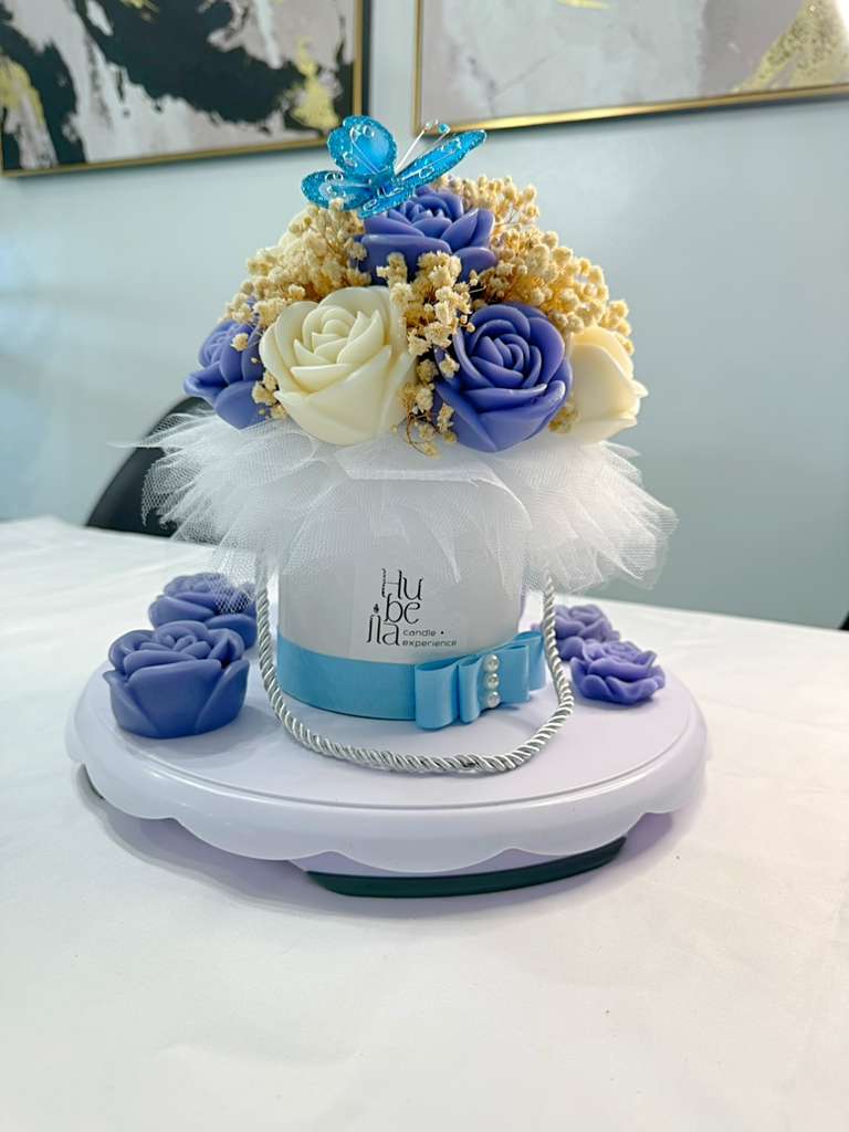 Blue & White Wax Flower Bouquet