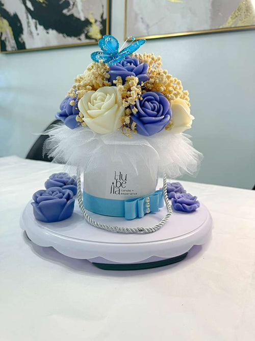 Blue & White Wax Flower Bouquet